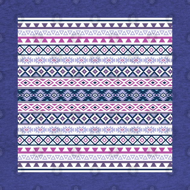 Aztec Stylized Pattern Pinks Purples Blues White by NataliePaskell